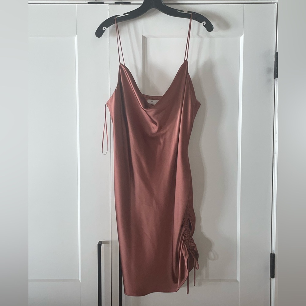 ✨ NWT Earth-Toned Satin Cowl Neck Slip Dress - Size M ⭐️